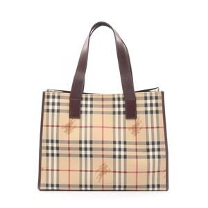 Burberry Nova Check Tote Bag Canvas Leather Beige Tan Multicolor